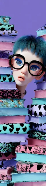 Free teacher bookmark featuring a head peeking through stacked books